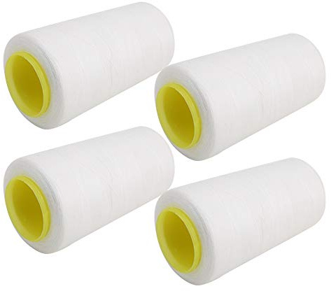 HEEPDD Hilo de Coser de Poliéster, Hilo de Coser a Máquina Fuerte para Decoración Artesanal de Ropa, Carrete de 2,17x4,25 Pulgadas de Color Negro, 4 Piezas de 3000 Yardas Cada una para Sastrería y
