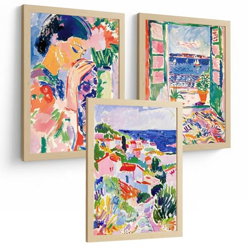 Nacnic Set De 3 Laminas Decorativas Pared Estilo Colorido. Cuadros Salon Modernos - Posters Decorativos Azules. Maritimo. Decoración Dormitorios. A3 Sin Marco