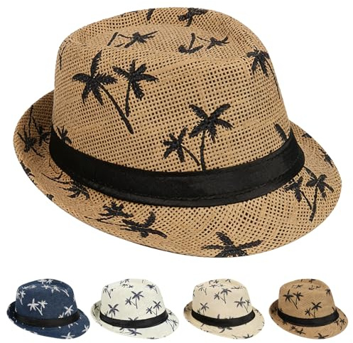 Sombrero Panama Hombre Sombrero De Paja para Hombre Tropical Vacaciones Sombrero para El Sol Sombrero De Paja para El Verano En La Playa O De Vacaciones (Caqui)