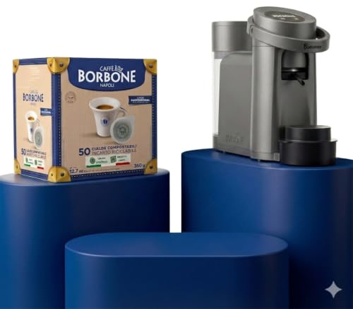 CAFFÈ BORBONE Bluemoon Macchina da Caffè a Cialde (Grigia, Macchina + Cialda Blu)