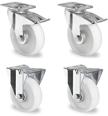 Rollensatz 2 Lenkrollen mit Feststeller + 2 Bockrollen 200 mm Polypropylen