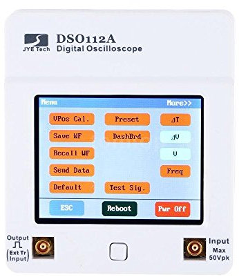 DollaTek Osciloscopio de Bolsillo Digital con Pantalla 2.4inch TFT Panel táctil, sonda BNC estándar, Cable Clip MCX y batería incluida