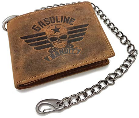 Gasoline Bandit Vintage Biker Wallet Geldbörse klein original Echtleder mit Kette