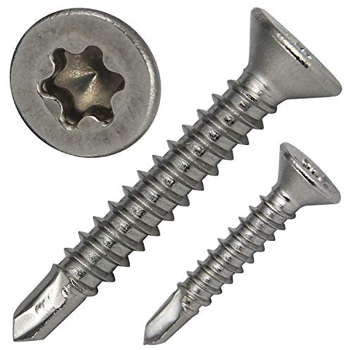PROTECH 100 Stück Bohrschrauben 4,2x19mm aus Edelstahl A2/V2A Torx-Antrieb Senkkopf-Schrauben DIN 7504 Blechschrauben TX Innensechsrund