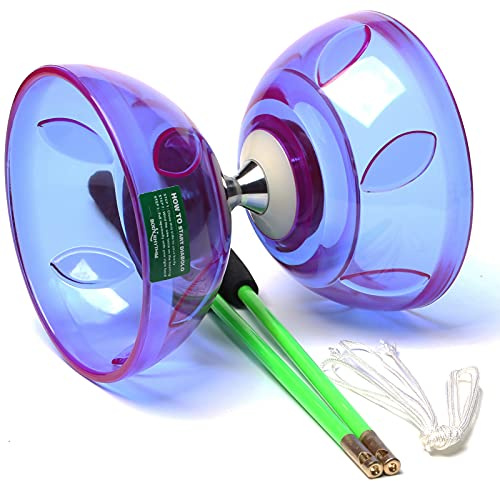 Bodyrhythm 5 Bearings Chinese Diabolo Yoyo Set with Fiberglass Sticks, Adjustable Strings for All Ages - Best for Fitness and Tricks (Purple)