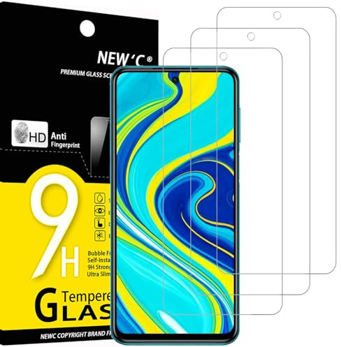 NEW'C 3 Piezas, Protector Pantalla para Xiaomi Redmi Note 9S, 9 Pro, 9 Pro MAX, Cristal templado Antiarañazos, Antihuellas, Sin Burbujas, Dureza 9H, 0.33 mm Ultra Transparente, Ultra Resistente