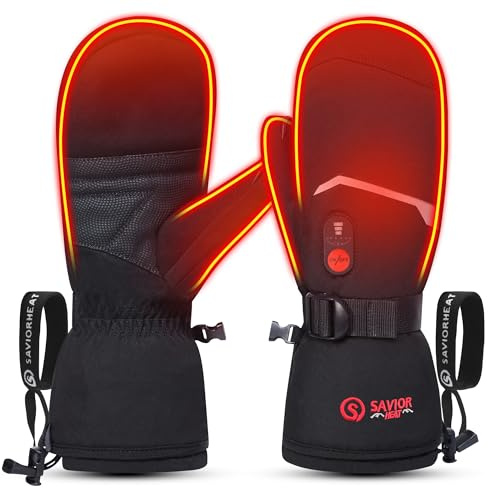 Savior Gants Chauffants USB 7,4 V électriques Rechargeables Thermiques légers pour Femmes, Hommes, Enfants, Patinage sur Glace, Snowboard, Camping, randonnée
