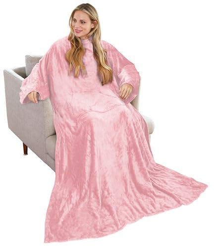 Catalonia Classy Coperta indossabile con Maniche Regalo per Adulti Donne Uomini, Extra Caldo Pile Leggero Accogliente Coperta Corpo, TV Avvolgere Coperta di Lancio con Tasca