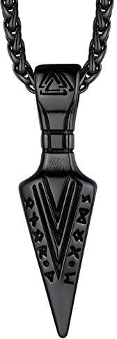 Richsteel Viking Anhänger für Herren Männer Wikinger Stil Speer Anhänger Kompass Anhänger Pfeil Kette mit Geschenkebox für Herren Männer