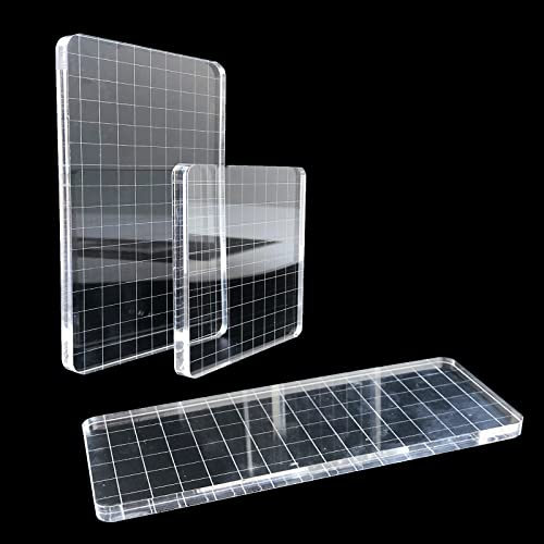 3 Stück Acryl Stempelblock, Acryl Klar Stempel Blöcke mit Gitter, für Scrapbook Bastelproduktion, DIY Design Dekoration