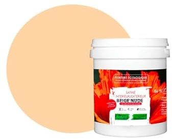 BOX DECO COULEURS Naturfarbe, ökologisch, für Innenbereich, Außenbereich, Satin-Optik, Natura, 1 l/13 m² [Energieeffizienzklasse A+], Nude Beige