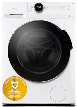 Midea MF20EW90WB Waschmaschine / 9KG / 1400 U/min/A/Leiser & effizienter Inverter Motor/HealthGuard-System/Steam Care/Nachlegefunktion/APP-Steuerung/AquaStop, Weiß