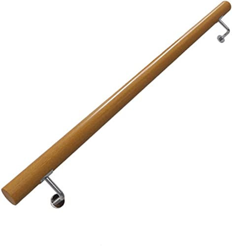 Handrails for Stairs Indoor Outdoor Stair Handrail Wooden Handrail Stair Railing Kit Anti Skid Banister Corridor Home Indoor Porch Hand Rails Stainless Steel Wall Bracket (Size : 100CM)