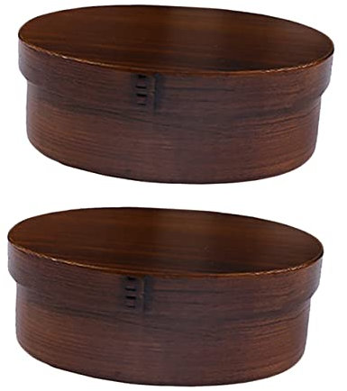 ABOOFAN 2pcs Japanische Bento Box Holzspalter Lunchbox Japanische Lebensmittelbox Japanische Lebensmittelbehälter Tragbare Lunchbehälter Holz Lunchbox Mittagessen Sushi Box Bento-Box Japanischer Stil