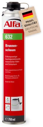 Alfa 750 ml Brunnenschaum – Wasserdichter Bauschaum & Montageschaum | Profi-Qualität – Pistolenschaum zur Abdichtung von Schachtringen und Beton – PU-Schaum beständig gegen Abwasser, Öl, Säuren