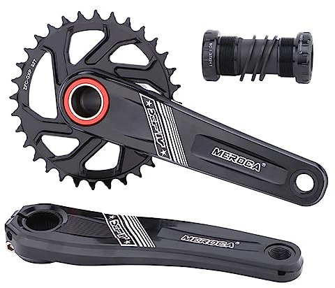 Samnuerly Mountainbike-Kurbelgarnitur, 170 mm MTB-Kurbelarm-Set, 32T/34T/36T/38T, GXP-Einzelkettenblatt mit Innenlager für 9/10/11/12 Geschwindigkeit (Farbe: Svart, Größe: 32T) (Svart 32T)