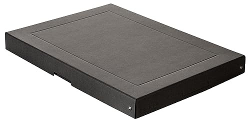 FALKEN PureBox - Caja de almacenamiento con tapa (40 mm, DIN A3, cartón reciclado, resistente, vegano), color negro