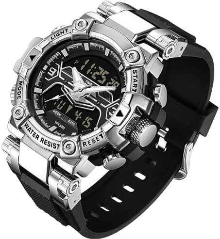 findtime Militärische Digitaluhren für Herren, Sport, wasserdichte Uhr, großes Zifferblatt, LED-Hintergrundbeleuchtung, Armbanduhr, 8 Farben, Stoppuhr, Alarm, taktische elektronische Uhr