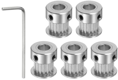 sourcing map 5Stk 2GT Riemenscheibe 16 Zähne 6mm Bohrung 13mm Aluminum Zahnriemen Scheibe mit 2mm Sechskant Steckschlüssel für 6mm Breite Gürtel 3D Drucker CNC Maschine Zubehör Silberton