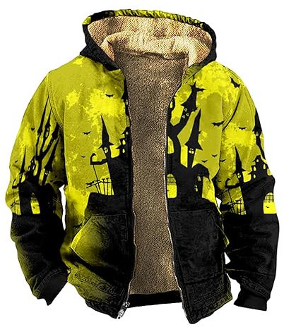KONG JIMFAN Sweatjacke Herren Motorrad Pullover Mit Protektoren Daunenjacken Bomberjacke Herren Winterjacken Herren-Jacken Coole Shirts Herren Herbst Jacke Windjacken Herren(Yellow,L)
