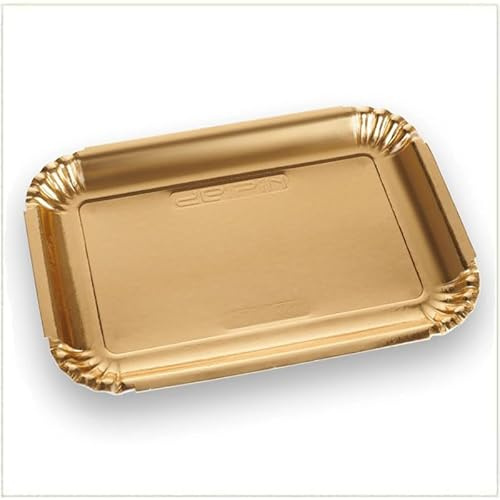 VIRSUS Vassoi per Pasticceria in Cartone Colore ORO, (Misura 9) 48x34,5 cm, Navetta Monouso per Dolci, Pasticcini, Rustici, Torte, 5CF x 5Pz (25)
