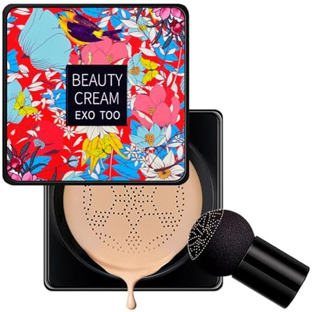 Crema Base CC Con Colchón De Aire De Cabeza De Hongo CC Crema, Crema Bb Hidratante Corrector Para Cubrir Completamente La Base Inmaculada, Esponja De Maquillaje Duradera