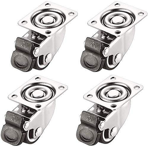 4X Möbelrollen 1 Zoll / 1,5 Zoll / 2 Zoll 50 mm Universal-Drehgelenk Silent Rubber mit Bremse Leises Scrollen Ersatzrollen für Tischwagen-Werkbank