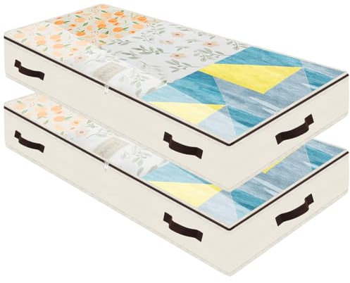 2 cajas de almacenamiento para debajo de la cama PcsSoft con 4 asas y tapa transparente para fácil localización, material duradero, plegable