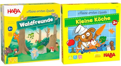 HABA 306605 - Meine ersten Spiele – Waldfreunde, Kleinkindspiel ab 2 Jahren, Made in Germany, Bunt & 306348 - Meine ersten Spiele – Kleine Köche, Spielesammlung ab 2 Jahren, Made in Germany