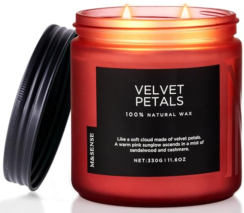 M&SENSE Violer doftljus i glas 330 g rent giftfritt naturligt sojavaxljus upp till 70 timmars brinntid dekorativt ljus violett doft burk ljus 330 g naturligt soy vax ljus