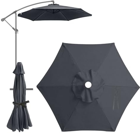 Aartner Replacement Parasol Fabric Cover, 2m 6 Ribs Parasol Replacement Canopy Cover, Anti-Ultraviolet Patio Waterproof Patio Cloth for Garden Umbrella (Gray)