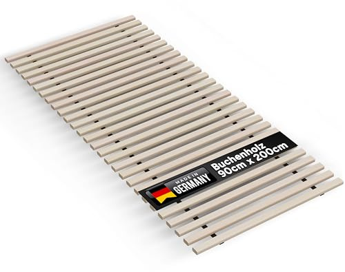 TUGA - Holztech Rollrost Buche Lattenrost 90 x 200 cm 28 Leisten, 22mm bis 650kg unbehandeltes Buchenholz unserer Wälder