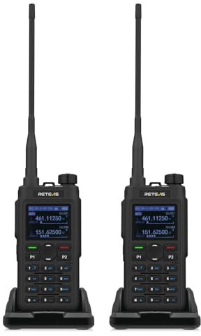 Retevis C62 Multi Band Funkgerät, Walkie Talkie Großer Reichweite | Professionelles Funkgerät mit 2000mAh Akku, 265 Kanäle, Lärmminderung Funkgeräte für Wandern, Camping, Schwarz, 2 Packung