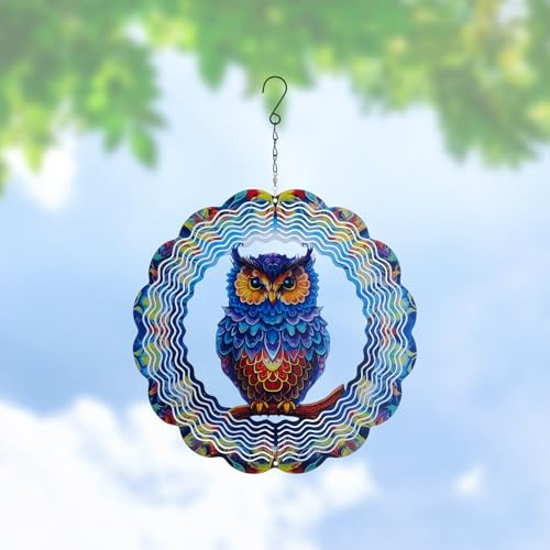 SUPERDANT Eulen Windspinner Aus Edelstahl Zum Aufhängen Kinetische Skulptur Kunst Für Den Garten Für Den Innen Und Außenbereich Weihnachtsschmuck Geschenke Für Frauen Mütter Omas 3cm/30in