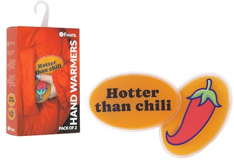 Fisura – Originaler Handwärmer “Chili”. Mini-Gel-Handwärmer, wiederverwendbar und praktisch für die Tasche. Perfekt für Outdoor-Aktivitäten und kalte Tage. Set mit 2 Einheiten.