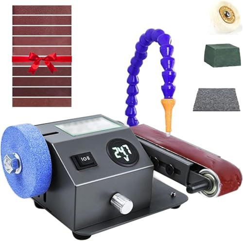 Electric Knife Sharpener Wet Bench Sander, 350W Mini Sharpener with Speed Adjustable, 10 Sanding Belts, Bench Grinder for Knife. Ideal for Wet & Dry Sharpening System and Polishing Scissors.