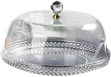 F Fityle Alzata per Torta in Acrilico con Vassoio per Cupola, espositore per Pasticceria, Supporto per Torta Rotondo Trasparente ricoperto, Piatto, Dimensioni:
