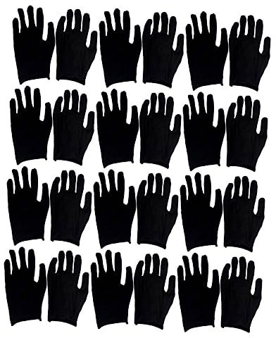 KICHOUSE 12 Paar Schwarze Baumwoll Handschuhem Dünn Atmungsaktiv Arbeitshandschuhe Für Garten Industrie Montage Wiederverwendbar Verschleißfest Schnittschützend