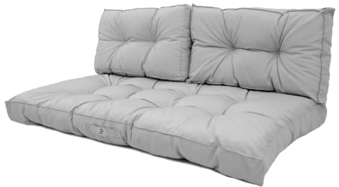 deco arts Coussins pour Salon de Jardin - Coussins extérieur - 120x60 cm - Coussin de Remplacement pour Fauteuil, Banc & Chaise d'extérieur - Imperméable, Confortable & capitonné - Gris Galet