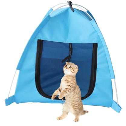 Sosoport Haustierzelt Hundezelt Aus Atmungsaktivem Mesh Faltbares Sommerzelt Für Hunde Und Katzen Mit Großer Türöffnung Blau Waschbar Outdoor Und Indoor Haustierhaus
