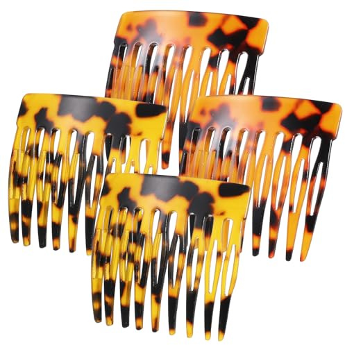 DOPENSPI 4 Stück Mini Einsteckkamm, 5x5cm Französisch Haarkämme Zum Stecken Französische Seitenkämme Spaltzahn Steckkamm Haarklammern Haarschmuck für Frau Mädchen(Stil1)