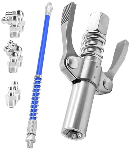 Locking Grease Coupler, Fitting Hose Adapter, 11.81in Quick Release Double, Handle Design Leak-Proof Seal, High Pressure Nozzle for Auto, Industrial Maintenance Use
