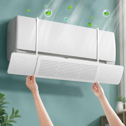 Deflector de Aire Acondicionado Universal 59-92 cm, Pantalla Ajustable 180°, Desviador de Aire para Split de Pared, PP Microperforado, Sin Taladrar, Hogar Oficina