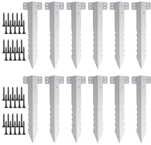 Hogvinnatil Zaunspitzen aus Metall, Post aus Metall für den Garten, 10 x Landschaftsbaupfosten | Gezackte Zaunlammern, klein, schwer, für den Garten, Spielplatz