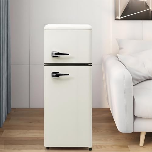 Frigorífico Retro Con Congelador,Combinación De Frigorífico-Congelador 92L,Refrigeración: 64L,Congelación: 28L,3 Estantes,116 Kwh/Año,LED,Cajón Para Verduras,Estantes En Puerta,White