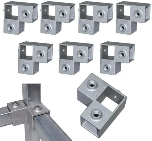 Connecteur de tube carré, 3 voies à 90 degrés, 8 raccords de tuyau en forme de L en alliage d'aluminium pour tubes carrés, rails de clôture à maillons de chaîne