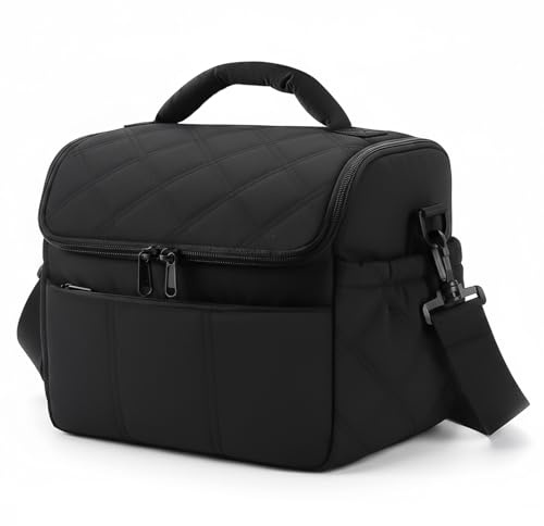 MEKOTRIN Sac à Déjeuner isolé de Conception Matelassée 2 Compartiments Sac à Déjeuner de Voyage de Pique-Nique Imperméable étanche
