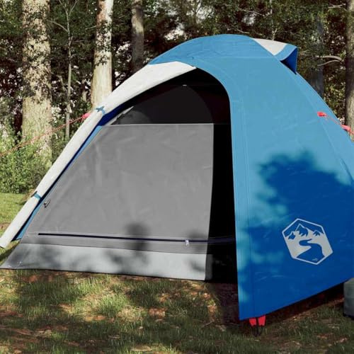 Kaloriko Tienda de campaña de cúpula para 3 personas, color azul, impermeable, de poliéster con revestimiento de poliuretano, con mosquitera, toldo extraíble, conector E y bolsa de transporte para