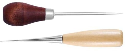 SEWOART 2 Pezzi Punteruolo di Cuoio Vintage Manico in Legno Rosso, Strumento per Cucito e Riparazione Artigianale, per Cinture Intrecciate e Accessori in Pelle