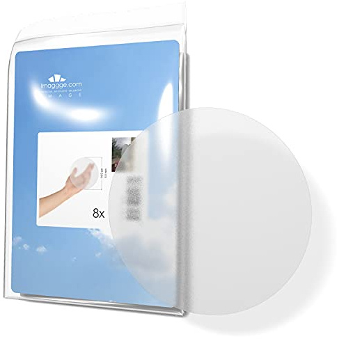 Anti-Collision Stickers to Prevent Persons or Birds Strikes on Window Glass/Choice of Colours Available (Set of 8 Rounds - Diameter: 5.5 in) (Translucent Frosted/Dusted) - Window Decals